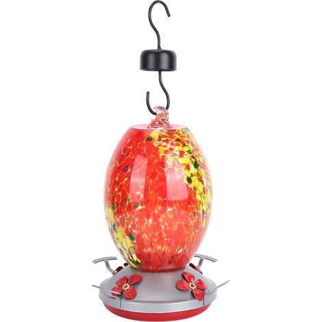 Bunter Vogelwasserspender – Glas-Kolibri-Futterspender für Garten und Terrasse (1/5)