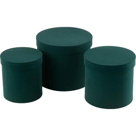 Lot de 3 Boîtes de Rangement Rondes "Vaughn" 27cm Vert