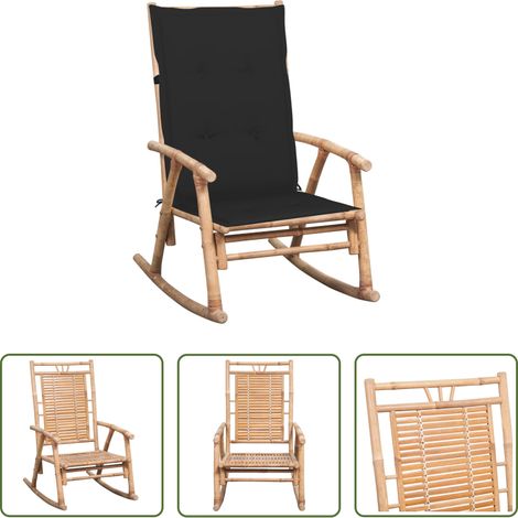 Chaise de jardin - Chaise à bascule avec coussin Bambou (1/5)