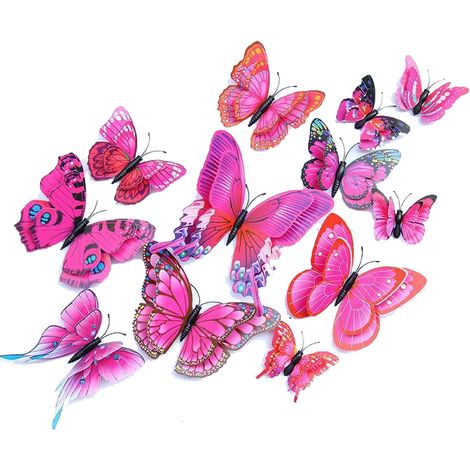 Autocollant Mural 3d Papillon Double Couche Décoration Salon Chambre À Coucher Ensemble De 4 Pièces (1/5)