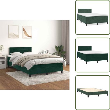 Letto in velluto - vidaXL Giroletto a Molle con Materasso Verde Scuro 120x200 cm Velluto - Letto con materasso a molle