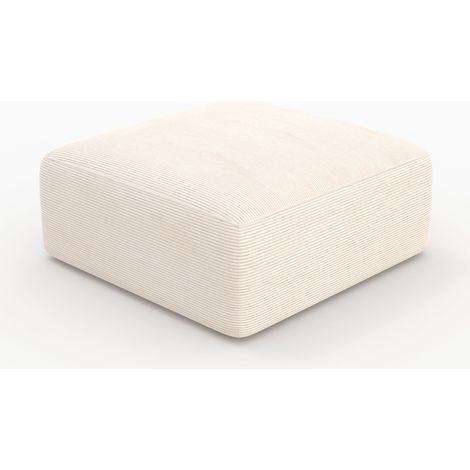 Puf Mina cuadrado para sofá modular en terciopelo blanco roto