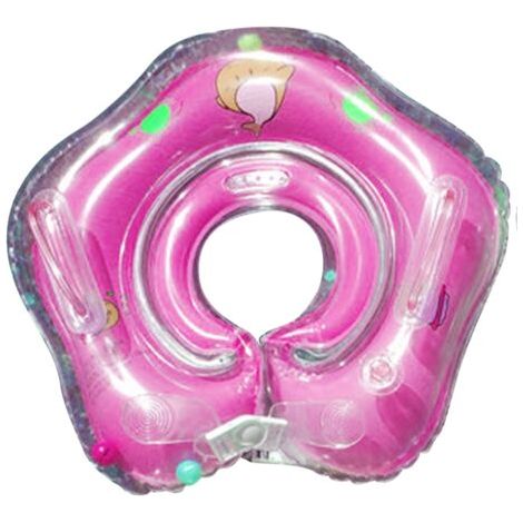 Flotteur de natation pour bébé, Double couche transparente en PVC, Anti-fuite, poignée sûre, cou de bébé pour la maison, baignoire intérieure rose