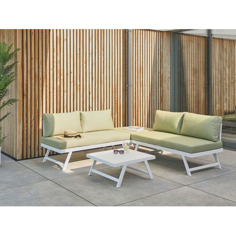 Conjunto de jardín moderno esquinero 5 plazas con cojines mesa de centro verde Coccorino (1/5)