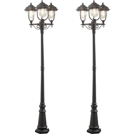2er-Set schwarze Gartenlaterne PARMA aus Aluminium, E27, IP43, H.: 218 cm (1/5)