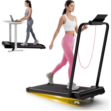 Tapis de course pliable 3 en 1 - Vitesse 1-8 km/h - Moteur 2.5HP - Écran LED - Charge max 130 kg - inclinaison à 7 % - Avec télécommande - Noir