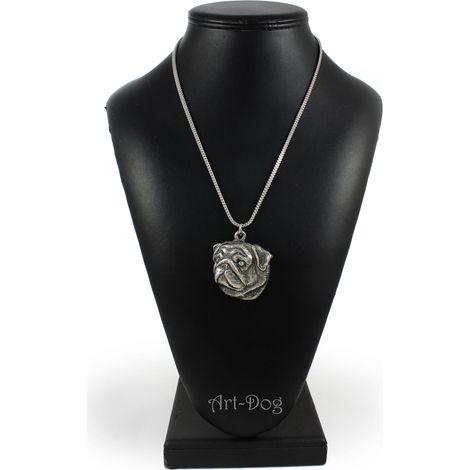 Carlino, Carlin II - collana con ciondolo a forma di cane su catena d'argento, gioiello unico di Art-Dog (1/5)