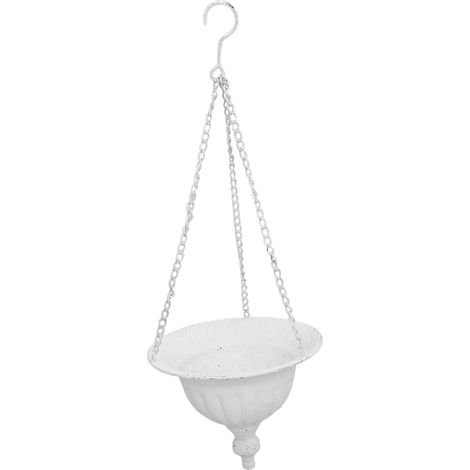Planter Mural Métal Blanc Suspendu avec Crochet et Chaîne Pot Suspendu Style Ferme Moderne pour Jardin Intérieur Balcon et Décoration Événements (1/5)