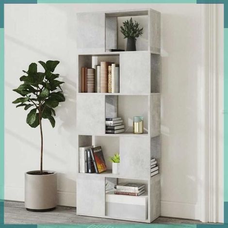 809093 Bibliothèque/Séparateur de pièce Gris béton 60x24x155 cm (1/5)