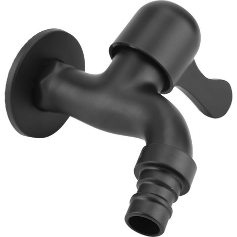 Grifo de baño mural negro de acero inoxidable 304 (con accesorio para fregona y piscina).