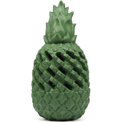 Petit format : Jouet énergétique en forme d'ananas, fabriqué en caoutchouc naturel biodégradable, avec un petit trou pour contenir des friandises pour chien. (1/3)