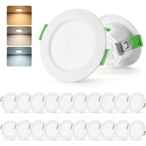 Spot LED Encastrable 230V, Trou 55mm - 68mm, 4W Spot Salle de Bain IP44 Blanc Chaud 3000K Blanc Neutre 4000K Blanc Froid 6000K, Spots de Plafond Extra Plat pour Salon, Cuisine, Lot de 10