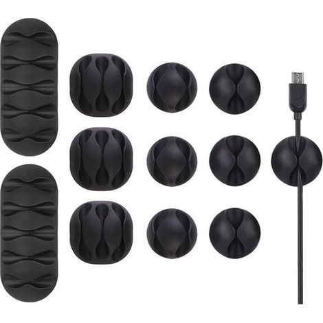 Lot de 12 clips de câble résistants, rangement de câbles, pour bureau (1/5)