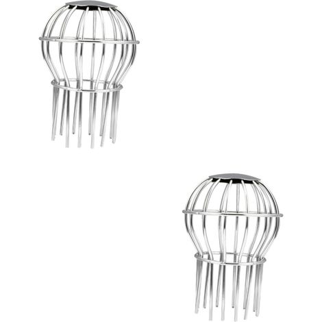 Lot de 2 grilles de gouttière en inox, filtre pour tuyau de descente, anti obstruction, extension en acier (1/5)