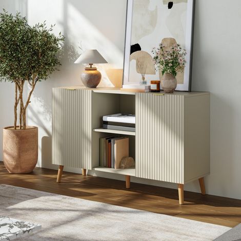 Credenza Nand Madia con 2 Ante Scanalate 120x40x76 cm color