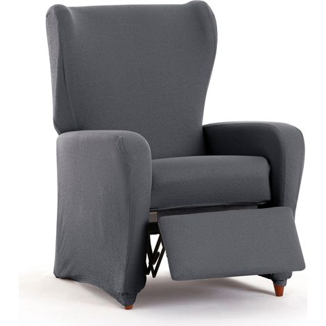 Housse de Fauteuil de Relaxation bi-élastique 4 pièces réglable, Protection complète Contre l'usure - Housse de Fauteuil Couleur Gris foncé Respirante et Facile à Installer, Aspect tapissé (1/5)