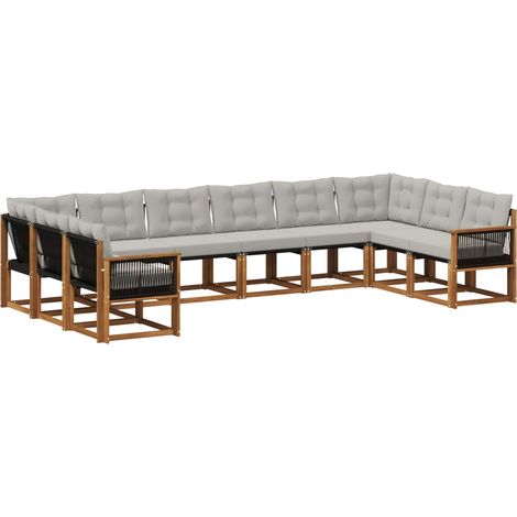 Outdoor Sofa Set with Cushion 10 pcs Natural and Light grey vidaXL (1/5)