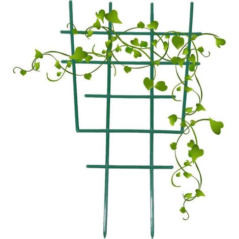 SHINING HOUSELot de 4 supports pour plantes grimpantes, treillis, treillis pour plantes en pot, DIY support de fleurs en plastique, mini plantes de jardin superposées 30,5 x 16,5 x 0,4 cm, vert (1/5)