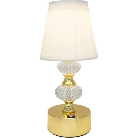 Lampe de chevet, lampe de chevet tactile dimmable 3W, 3000k - 6000k, batterie 2000mah, base avec tapis antidérapant, abat - jour en tissu, or [Classe énergétique a]