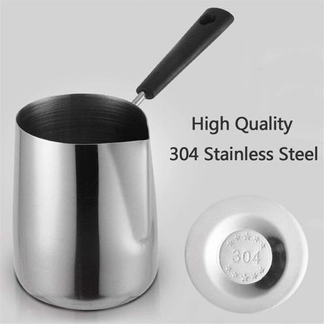 Mini caffettiera turca in acciaio inox con beccuccio versatore, 350 ml per burro e latte (1/4)