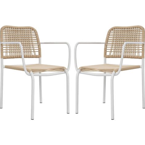 Poltrona da giardino impilabile in metallo e resina intrecciata - Beige - Lotto di 2 - NIOU di MYLIA