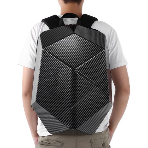 Sacoche de réservoir moto étanche style carbone ABS extensible, bagagerie arrière imperméable pour passager, grand compartiment (1/5)