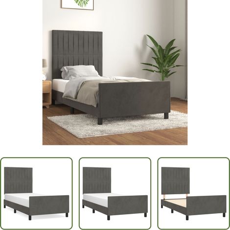 Kopfteil - Bettgestell ohne Matratze Dunkelgrau 80x200 cm Samt (1/5)