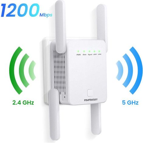 Repeteur WiFi Puissant 1200Mbps Affichage intelligent Amplificateur WiFi 5.8GHz & 2.4GHz Extender Double Bande -a1 (1/4)