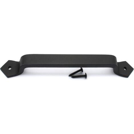 Poignée de porte vintage en fonte, 28 cm d'épaisseur, massive, de style grange, convenant à une utilisation extérieure, de garage, d'armoire et intérieure, noire. (1/4)