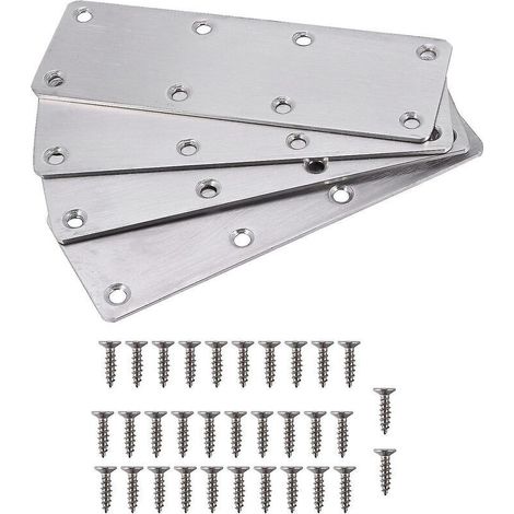 Straight Corner Piece, Flat Repair Plate, Stainless Steel Post with Screws for Furniture, Wooden Doors (1/5)