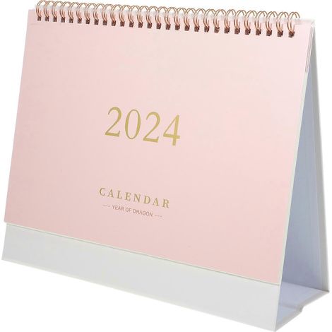 Calendrier de bureau pour usage quotidien, calendrier de bureau debout, calendrier de bureau délicat-25.5X21X8CM-Pink (1/3)