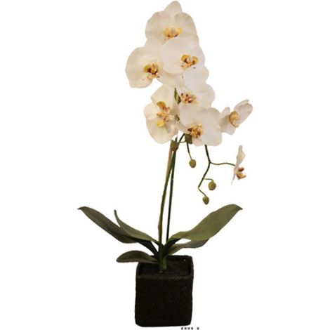 Sublime orchidée artificielle en pot H 75 cm Blanc neige - couleur: Blanc neige