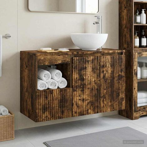 vidaXL Bathroom Furniture Set 2 pcs Smoked Oak Engineered Wood (1/5)