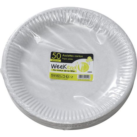 Plato X50 Cartón Blanco 23cm - Publi Embal