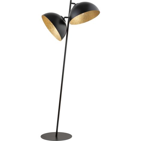 Lampada da terra inclinata bianca, 2 cupole nero-oro E27 Sigma (1/2)