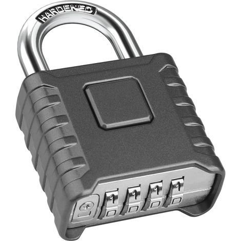 Cadenas à combinaison robuste, grand cadenas extérieur, serrure à combinaison à 4 chiffres (gris)
