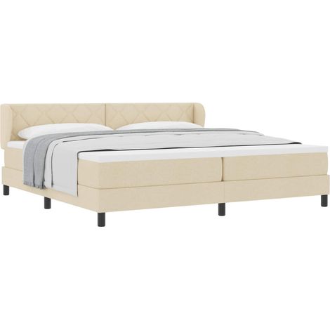 Maison Exclusive - Letto a molle con testiera Crema 200 x 200 cm Tessuto (1/5)