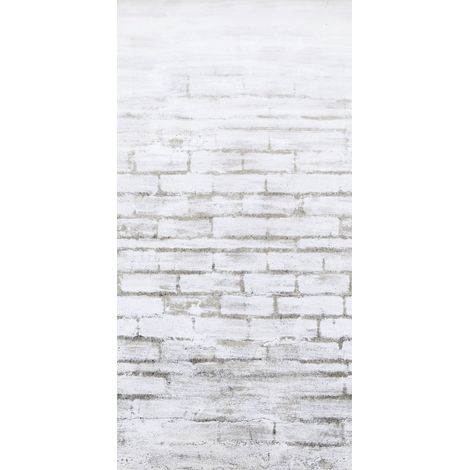 Art for the Home - Fototapete London - Vliestapete Ziegelsteine Weiß 150x30cm