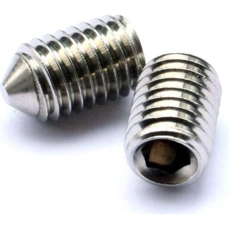 Lot de 16 vis sans tête coniques 5 mm de longueur, différents filetages métriques, M3, M4, M5 et M6. Lot de vis sans tête hexagonales en acier inoxydable de qualité A2 (1/2)