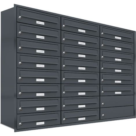 22er Briefkasten Anlage Unterputz Montage RAL 7016 Anthrazit (1/5)