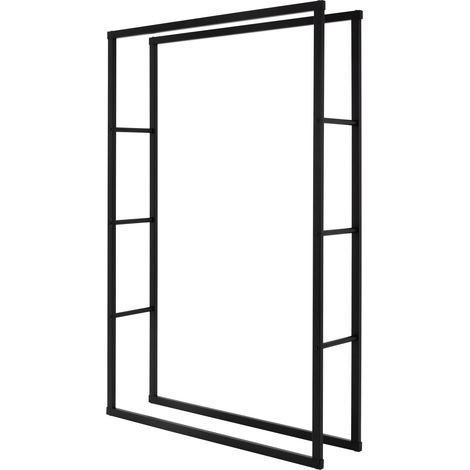ML-Design Rastrelliera porta legna 100x150x25 cm scaffale verticale in acciaio nero per interno esterno resistente alle intemperie supporto in metallo per legna da ardere da soggiorno camino salotto (1/5)