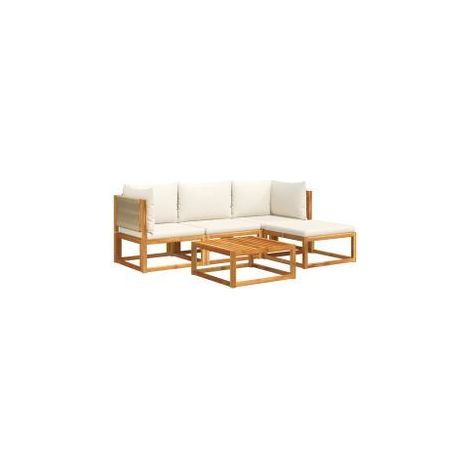 Salon de jardin avec coussins 5 pcs Bois d'acacia solide (1/5)