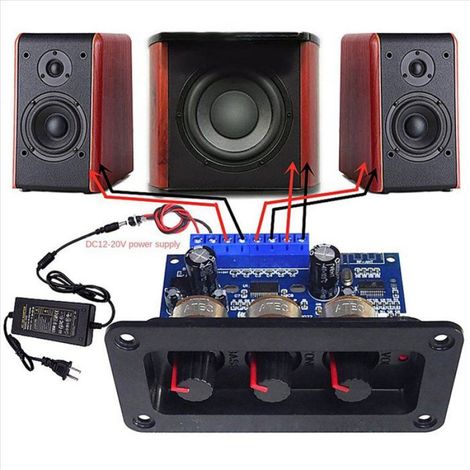 2X Carte Amplificateur Numérique BT5.0 2.1 Canaux + Câble AUX + Télécommande 2X25W + 50 W Carte Amplificateur Caisson de Basses (1/5)