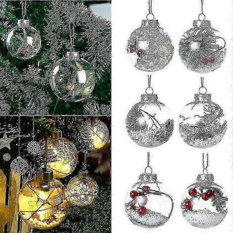 36 boules de Noël transparentes en plastique à remplir, décorations pour sapin de Noël (1/5)