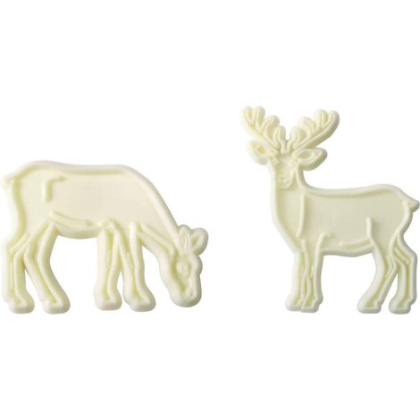 Lot de 2 Emporte Pièces Rennes, Plastique, Blanc, 14 x 2 x 18.5 cm 117CH027 (1/4)
