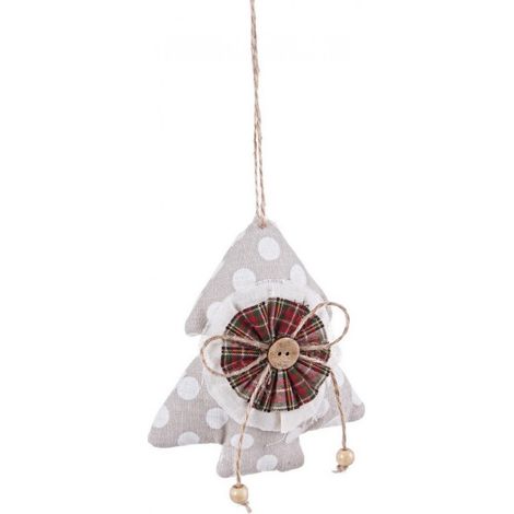 Pendaglio Abete in tessuto country "York" per albero di natale h 12 cm