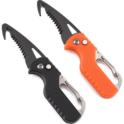 Mini couteau pliant porte clés avec coupe ceinture et boîte outil de secours portable pour urgence et survie