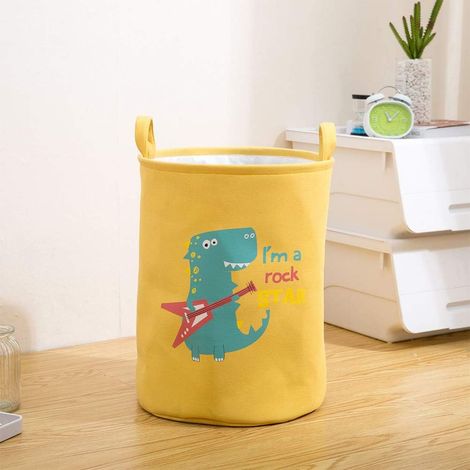 Panier De Rangement Motif Dinosaure Mignon Panier À Linge Grande Boîte De Rangement Pliable En Coton Et Linge Jaune