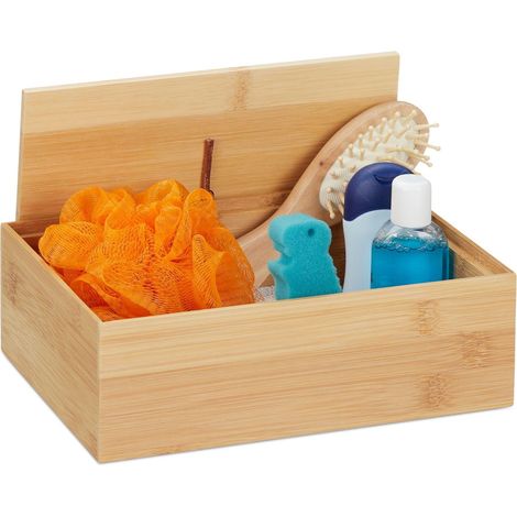 Caja de almacenamiento de bambú con tapa