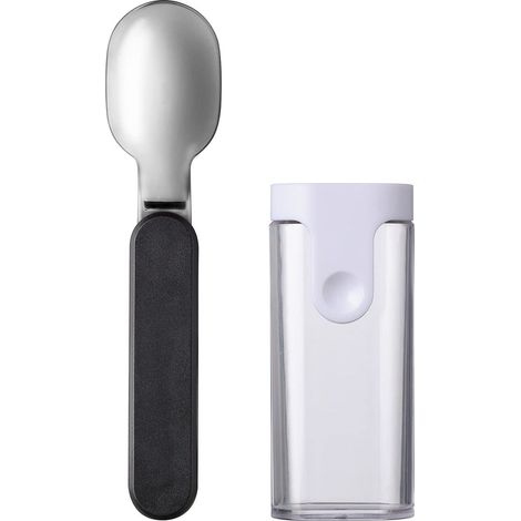 Mepal - Cuchara Plegable Ellipse - Cuchara Reutilizable Para Llevar - Cuchara Plegable Para Yogur - Cubiertos De Viaje - Incluye Estuche - Acero Inoxidable - Nordic black (1/4)